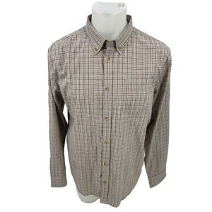 Prana Shirt Mens Large Plaid Button Up Cotton Blend Outdoor Long Sleeve 18-34